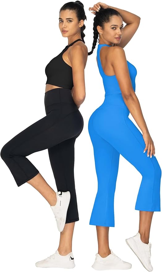 Sunzel High Waist Mini Flared Leggings for Women, Tummy Control Casual Flare Yoga Pants for Yoga Workout Gym