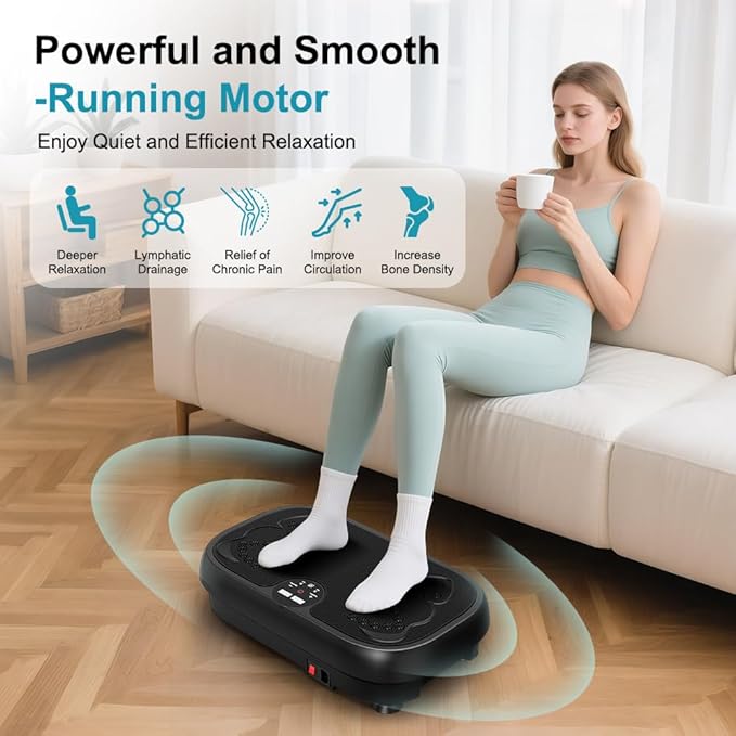 Relife Vibration Plate Exercise Machine Fitness Platform Whole Body Shaker Vibrate Stand Board Lymphatic Drainage Shaking for Weight Loss Fat Burning with 2 Resistance Bands Home Gyms Workout,400Lbs.