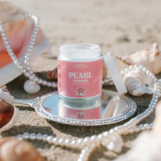 Akasha Superfoods Pearl Powder, Supports Collagen Production, Blend Into Drinks, Smoothies, or Skincare, Source of Calcium, Amino Acids, & Minerals, Gentle on Sensitive Skin, Gluten Free, 1.4 Oz
