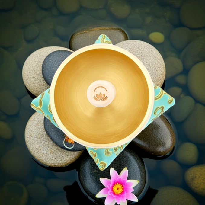 Tibetan Singing Bowl Set – 4 Inch Solid Handcrafted Sound Bowl for Meditation, Stress Relief & Chakra Balancing, Tap or Sing | Lotus Edition – ZenHarmony Bowl by Circle Up