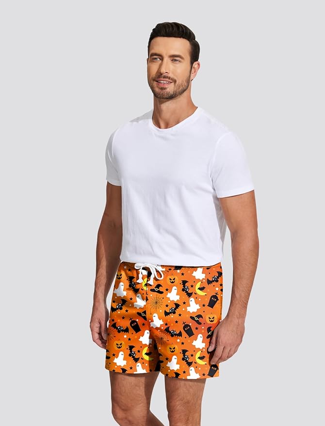 Deyeek 5.5 Inch Mens Pajama Shorts Sleep Cotton Lounge PJ Lightweight Elastic Waist Drawstring Nightwear Bottom with Pockets