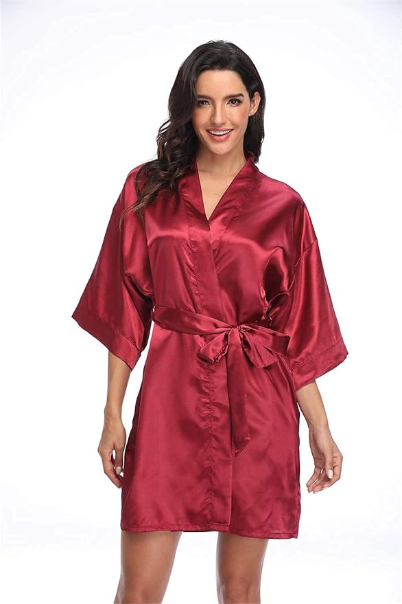 Women's Pure Short Silky Robes Bridesmaid Bride Party Satin Robes Sleepwear