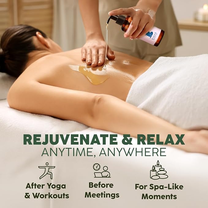 Kukka Soothe Massage Oil for Therapy - 6.76 Fl Oz - 100% Pure Natural - Eucalyptus, Peppermint & Vitamin E - Sore Muscle for Body Muscle Relaxing Calming, Soothing Massage Oil