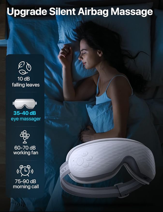 Eye Massager with Heat, Migraine Relief, Birthday Gifts for Women, Eye Care Gifts for Mom, Heated Sleep Eye Mask with Bluetooth, Heat for Relax Eye, Reduce Eye Strain