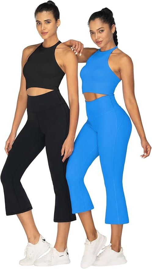 Sunzel High Waist Mini Flared Leggings for Women, Tummy Control Casual Flare Yoga Pants for Yoga Workout Gym