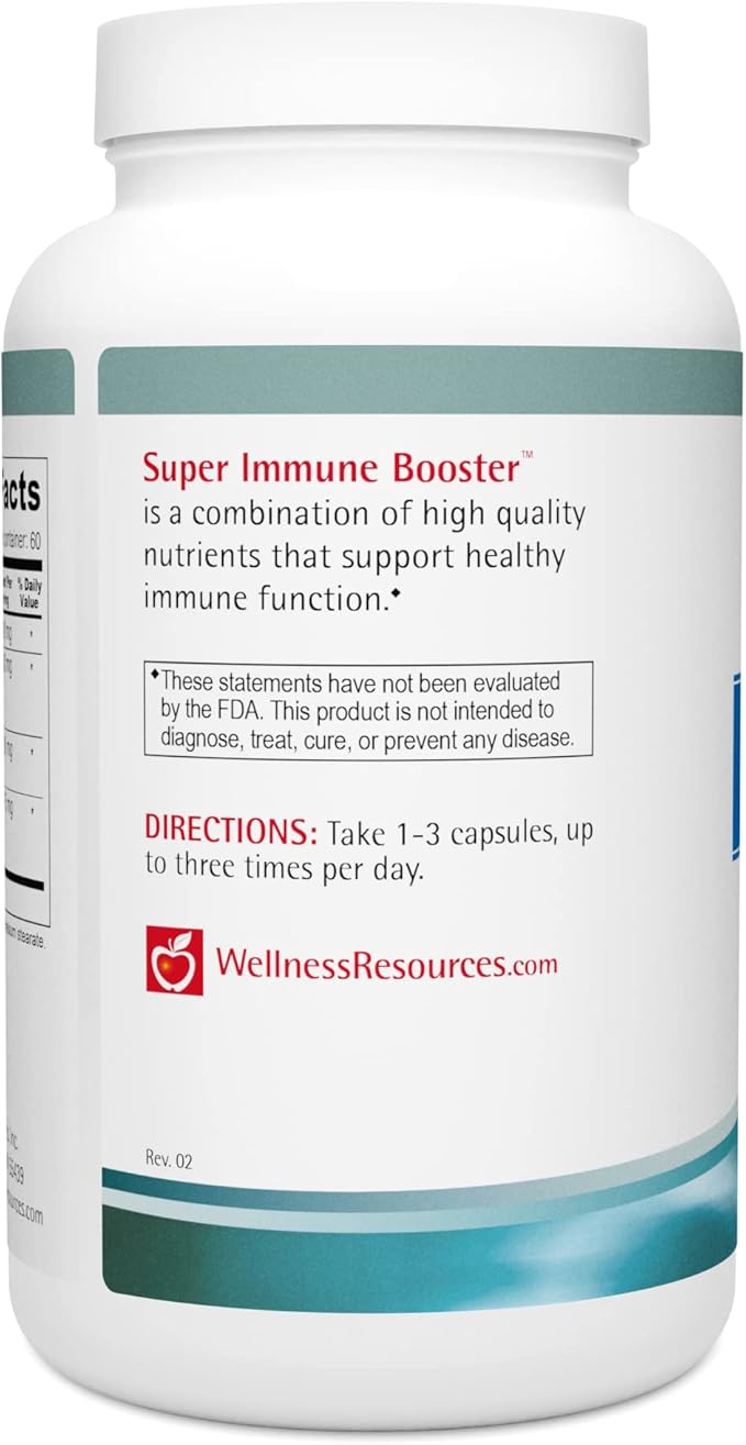 Wellness Resources Super Immune Booster - Colostrum, Beta Glucan, Olive Leaf, Arabinogalactan (180 Capsules)