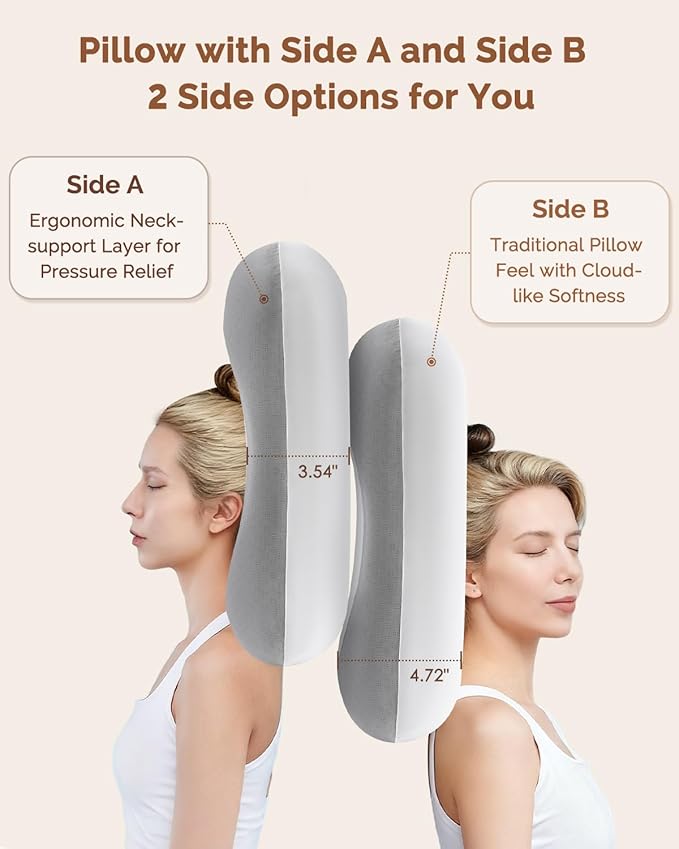 Cervical Neck Pillow, Ultra Soft Ergonomic Memory Foam Pillows for Sleeping with Cooling Breathable Pillowcase, Contour Deep Sleep Pillow for Adults, Neck Support Pillow for Side Back Stomach Sleepers