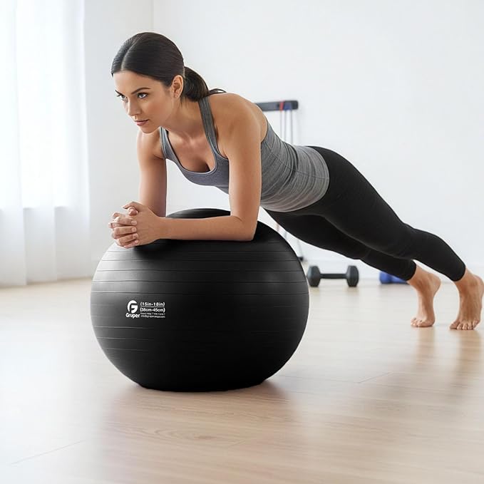 Gruper Yoga Ball and Pilates Ball,4 Sizes Exercise Ball for Fitness, Workout, Pregnancy and Physical Therapy,Quick Pump Included,Great as Yoga Ball Chair for Office or Home Gym Equipment