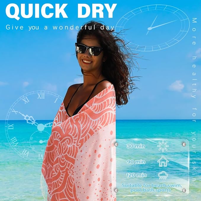 Thin Turkish Beach Towel Lightweight Quick Dry Absorbent Cotton Bathroom Bath Pool Swim Towels Extra Large Oversized Sand Free Beach Accessories Essentials Cloud Gifts for Adult