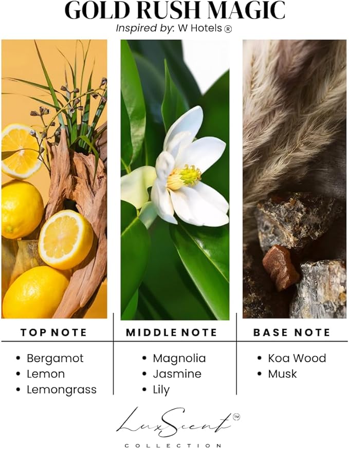 Aroma Diffuser Oil 1200ML - Waterless Essential Oil for diffusers - Luxury Hotel Inspired Fragrance - Aroma Oil for Aromatherapy - Fits in Any Diffuser (Gold Rush Magic)