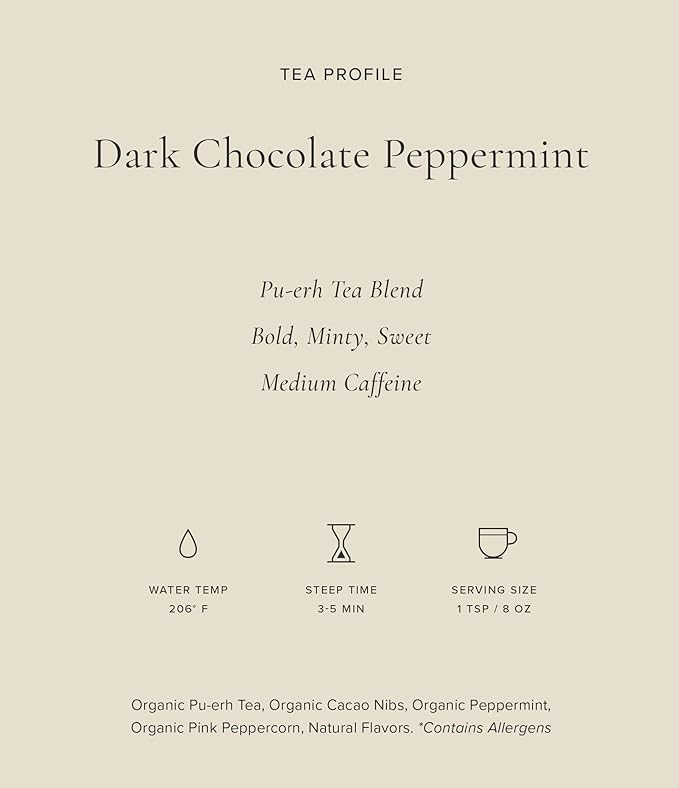 Art of Tea | Dark Chocolate Peppermint Dessert Tea | Organic Black Tea | 50 Eco Friendly Pyramid Tea Bag Sachets