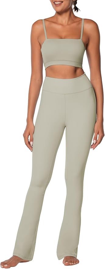 Sunzel High Waist Mini Flared Leggings for Women, Tummy Control Casual Flare Yoga Pants for Yoga Workout Gym