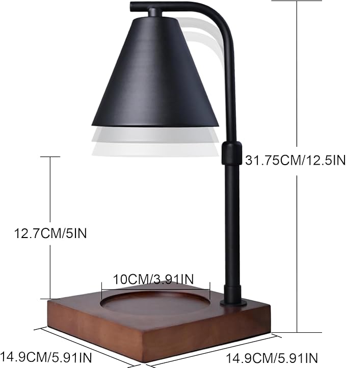 SOKCVSEA Candle Warmer Lamp - Candle Lamp Warmer with Timer Height Adjustable, Birthday Gifts for Women Mom, House Warming Gifts New Home Decor, Wax Melt Candle Warmer with 2 Bulbs 5-Black