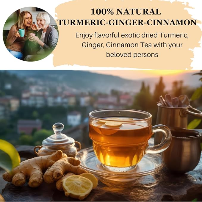 VIDA FARM 50 Turmeric Ginger Cinnamon Tea Bags, 100% Natural Ginger Cinnamon Turmeric Tea, Te De Curcuma Jengibre Herbal Tea, Sugar Free, Caffeine Free, Gluten Free