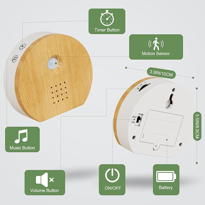 Bird Chirping Sound Box for Bathrooms: Singing Bird Box Motion Sensor for Interiors - Relaxing Nature Birdybox Singing Bird Sounds Device for Hallway Office Living - Yellow