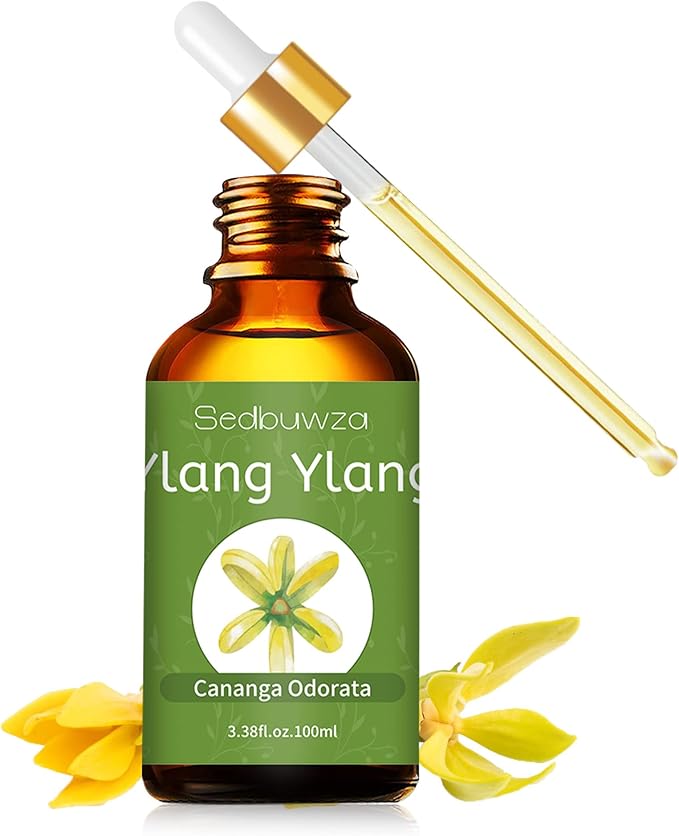 Sedbuwza Ylang Ylang Essential Oil, Ylang Ylang Oil 100% Pure Natural Ylang Ylang Fragrance Oil for Massage Diffuser Humidifier Candle Soap Aromatherapy Making - 3.38 OZ