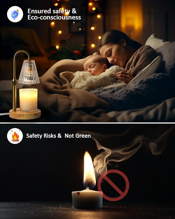 Candle Warmer Lamp with Adjustable Height, Glass Candle Lamp Warmer for Jar Candles for Jar Candles, Candle Lamp for Jar Candles, Electric Candle Warmer for Home Bedroom Decor with 2 Bulbs