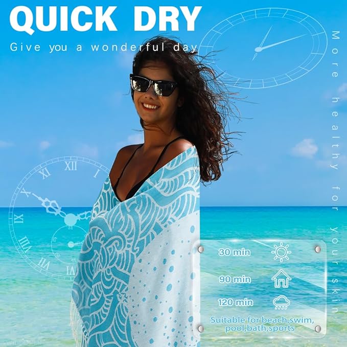 Thin Turkish Beach Towel Lightweight Quick Dry Absorbent Cotton Bathroom Bath Pool Swim Towels Extra Large Oversized Sand Free Beach Accessories Essentials Cloud Gifts for Adult