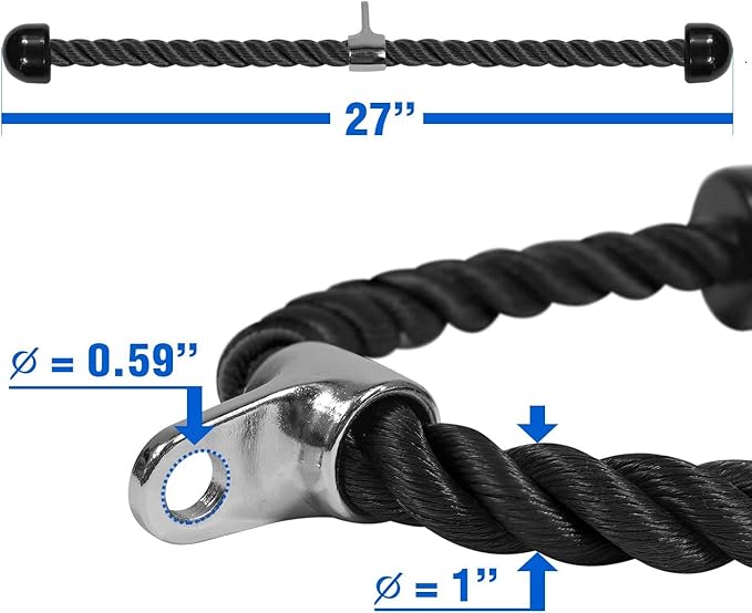 Yes4All Cable Machine Attachment, Double D Hanlde & Tricep Rope Cable Attachment, Weight Machine Accessories Load 880 LB for Home Gym