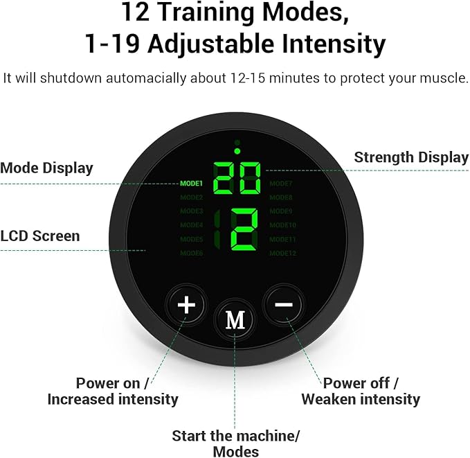 Muscle Toner ABS Training Workout Belt Body Abdominal Toning Gear Waist Trimmer Ab Workouts Intelligent Portable Fitness Apparatus for Men Women Abdomen/Arm/Leg Home Office Exercise