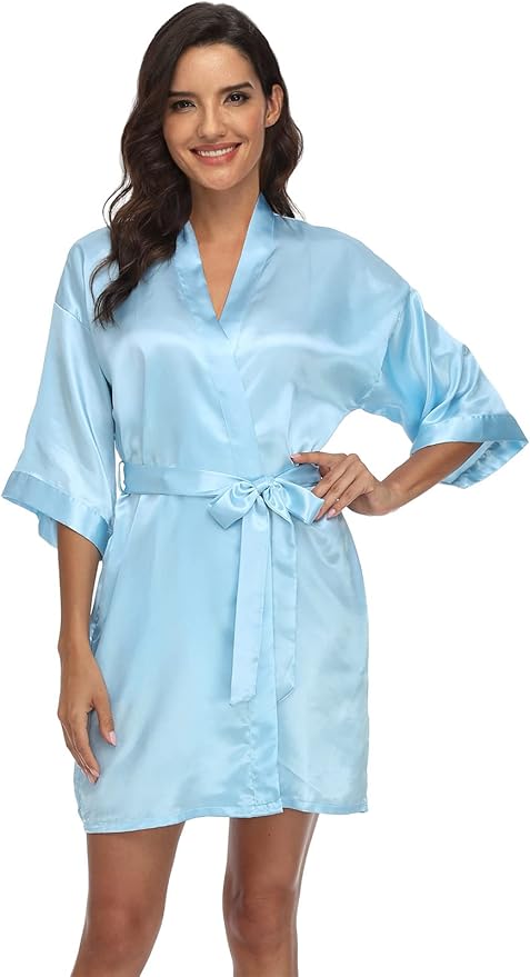 Women's Pure Short Silky Robes Bridesmaid Bride Party Satin Robes Sleepwear