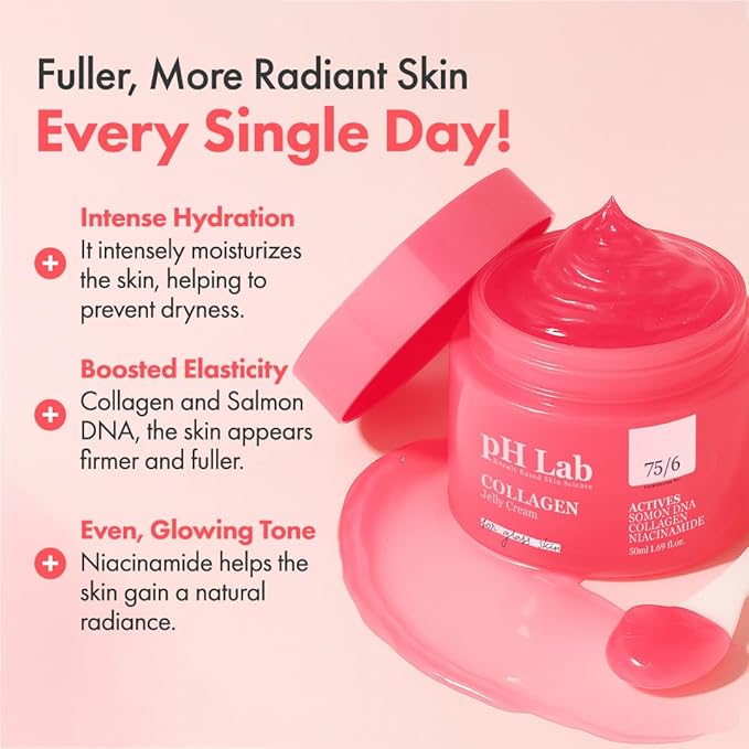 Collagen Jelly Cream, Boosts Skin Elasticity, Provides Glowing, Hydrating and Plump with Salmon DNA, 1.69 Fl Oz
