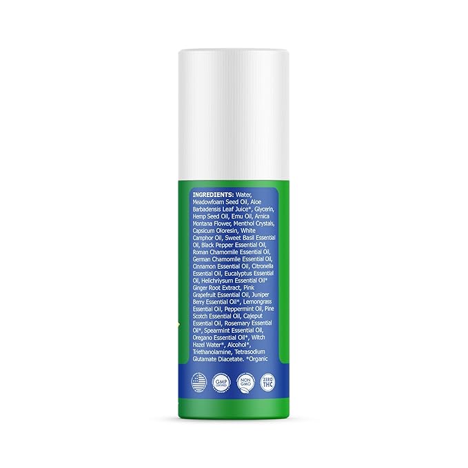 Hemp Emu - Hemp Roll On Gel - Muscle Rub for Back & Joint Discomfort - Soothing Gel with Organic Hemp Oil, Emu Oil, Menthol, Eucalyptus, Aloe Vera