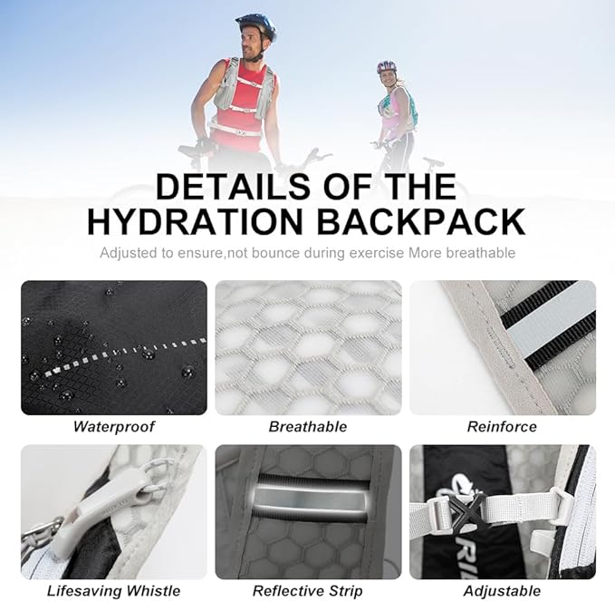 INOXTO Hydration Pack Backpack ,Water Backpack with 2L Leakproof Water Bladder, Running Hydration Vest for Man, Daypack for Cycling Motocross Climbing Trail Running