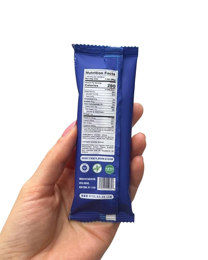 High Fiber Sesame Protein Bar - Gluten Free, 19g Fiber, 12g Protein, <1g Sugar, 6 Net Carbs (10 Bars, 65g each) Zero Added Sugar - Flavor Original