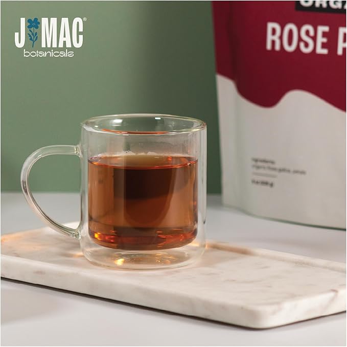 J MAC BOTANICALS Organic Rose Petals, (8 oz) Certified USDA Organic, Edible, Culinary Grade for Herbal Tea, Cooking and Crafts