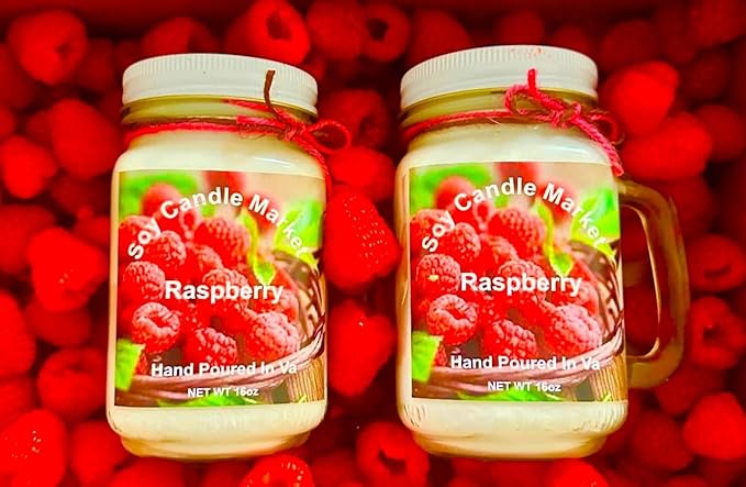 Soy Scented Candles | Handmade & Highly Aromatic Candles Burns Upto 85 Hours in Glass Jar - Perfect for Home Decor, Wedding, Birthday, Dinner (Raspberry, 12 oz)
