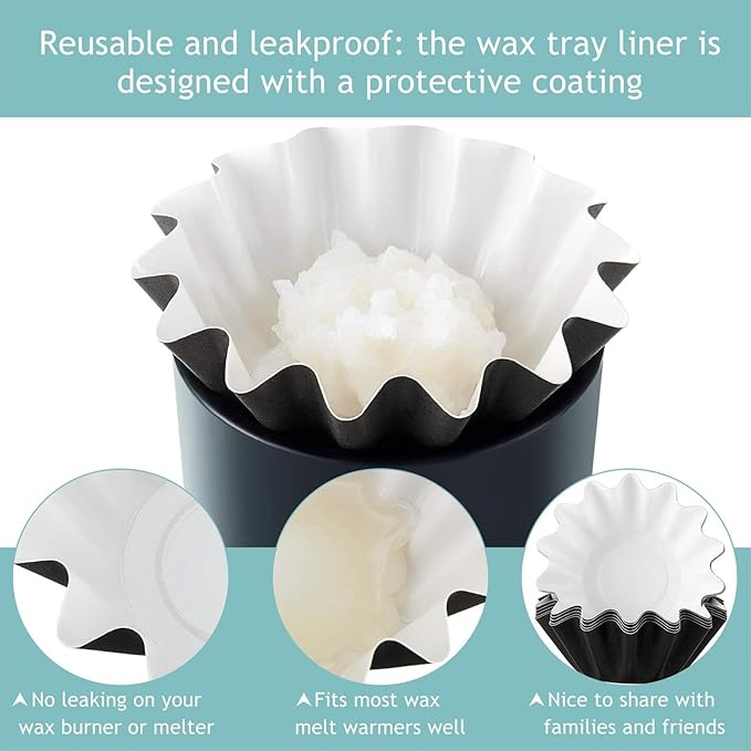 Boao Wax Melt Liners Reusable Wax Warmer Containers Leakproof Cups for Scented Candle, Paper Holders for Electric Pluggable Melter and Burner(Blue,25 Pieces)