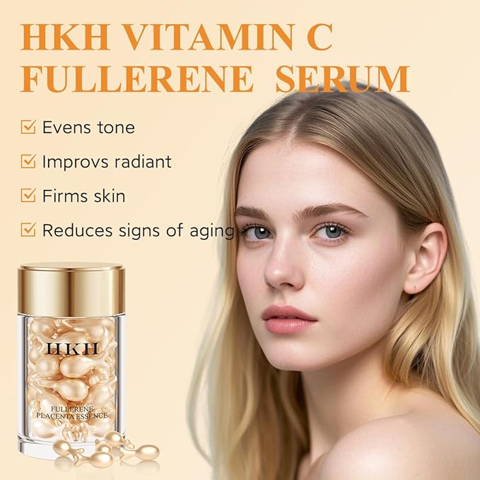 HKH Vitamin C Serum for Face: 48 Capsules Retinol Anti-Aging Wrinkle Repair Serum - Vitamin E Niacinamide Oil for Women - Daily Deep Skin Care for Fine Lines Smoothing Hydrating Brightening