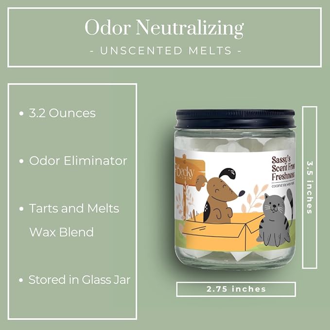 9oz Pet Odor Eliminator Wax Melts, Long-Lasting Scent Free, Non Toxic, Unscented Pets Odor Eliminating Wax Cubes, Natural Plant-Based Wax Blend