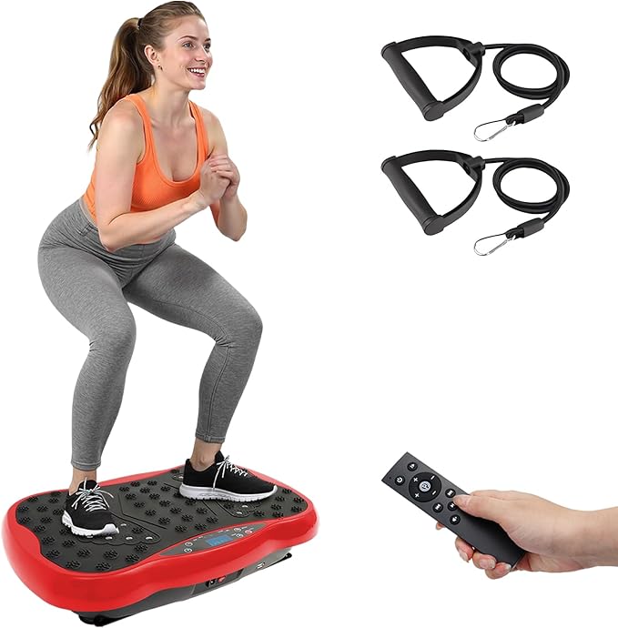 ALSO GO Vibration Plate Exercise Machine, 120-Level & 3 Workout Modes Vibration Board for Weight Loss/Lymphatic Drainage, 400lbs Capacity with Resistance Bands, Full Body Platform for Home Fitness