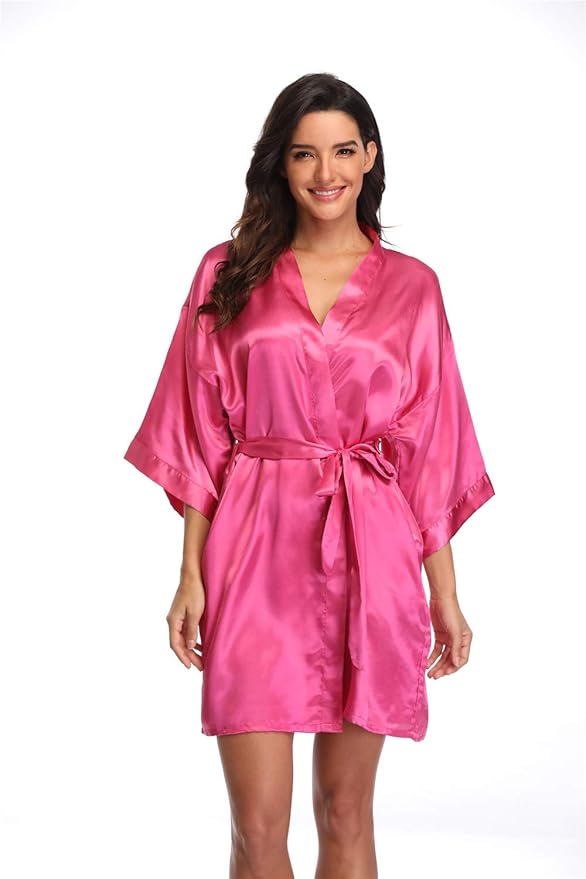 Women's Pure Short Silky Robes Bridesmaid Bride Party Satin Robes Sleepwear