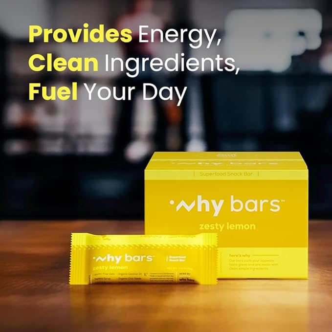 Why Bars, Protein Bars, Variety Pack, 2.04 Ounce Bars (Pack of 7 Protein Bars) - Protein Bar Superfood, Gluten Free, Non GMO, Organic, Vegan, Simple Ingredients
