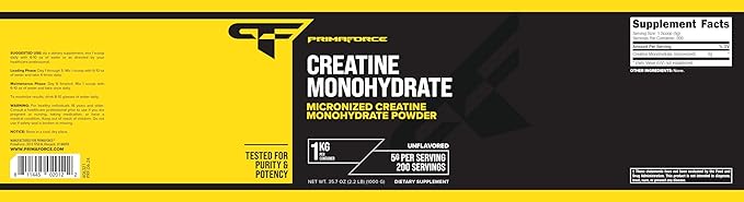 Primaforce Creatine Monohydrate Powder – 1,000 Grams - Micronized