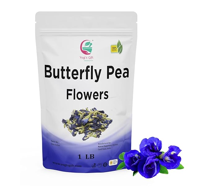 Butterfly Pea Flower Dried 1 LB (1000+ Cups) | Blue Butterfly Pea Flower Tea | Beautiful Blue Or Purple Food Coloring | Premium Quality | By Yogi's Giftยฎ