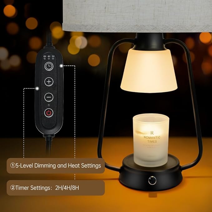 Candle Warmer Lamp with Timer Dimmable Table Lamp for New Home Decor,Birthday Gifts Wax Warmer Lamp for Jar Candles with 3 Bulbs