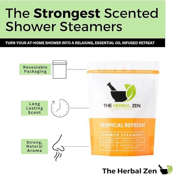 Tropical Refresh Shower Steamers Aromatherapy with Citrus Essential Oils,Made in The USA Shower Bomb Aromatherapy, Self Care Gift, Spa Day Gifts, Birthday Gifts, Gift for Her