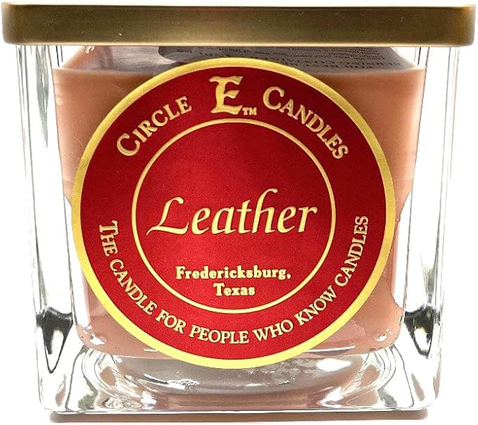 Circle E Candles, Leather Scent, Medium Size Jar Candle, 22oz, 2 Wicks
