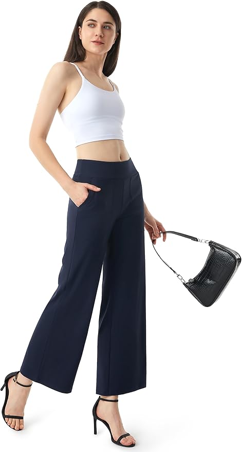AFITNE Womens Wide Leg Yoga Pants with Pockets High Waist Stretch Dress Casual Pants Loose Lounge Sweatpants 28"/30"/32"
