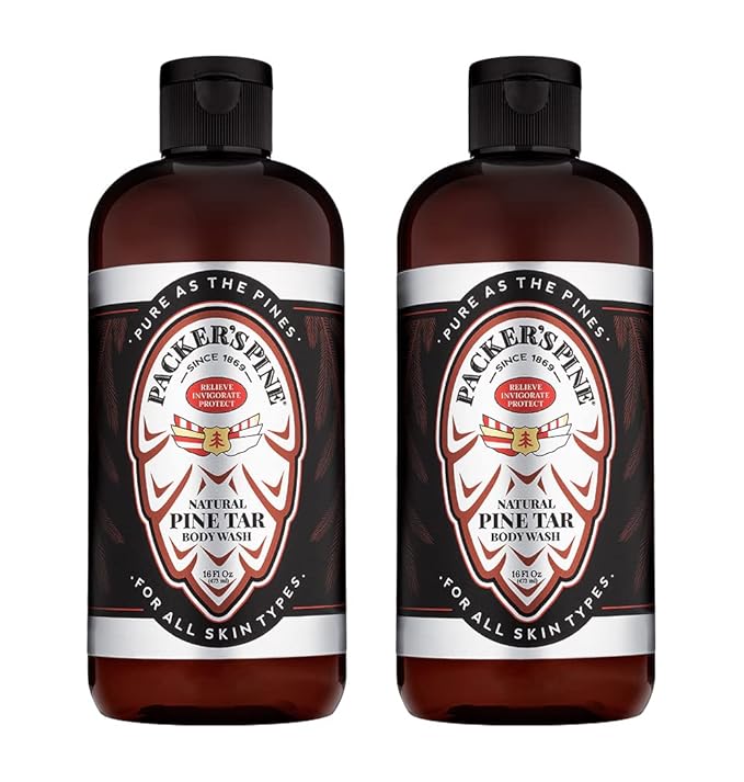Packer's Pine Tar Body Wash | Soothing Mens Shower Gel For Psoriasis Relief | Made With Natural Pine Tar and Pine Oils | Paraben & Sulfate-Free, 16 fl oz, 2 Pack