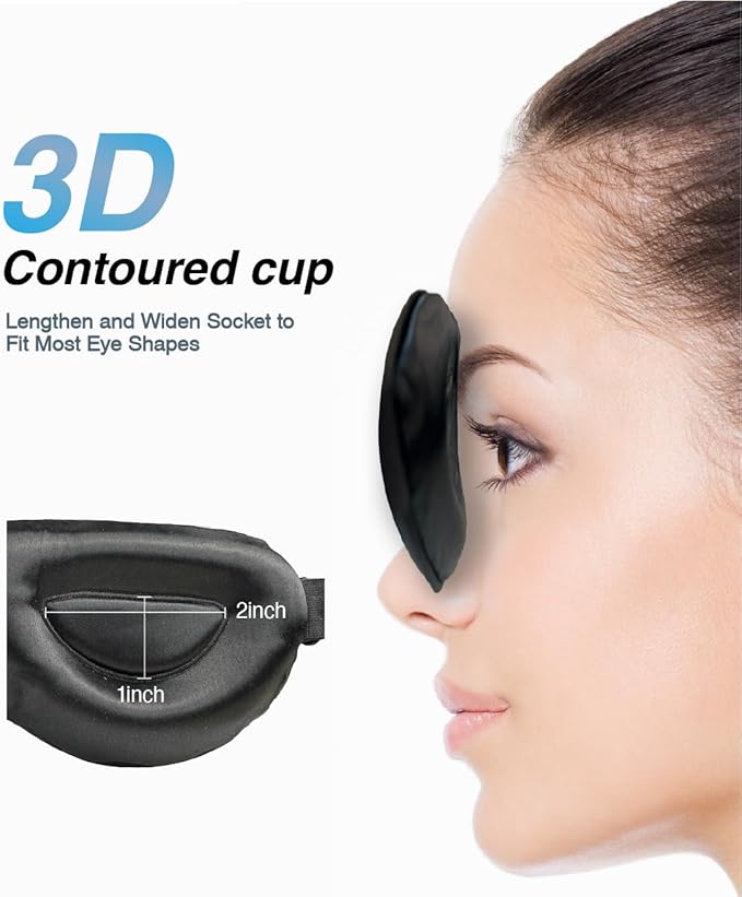 PROMEED Adjustable 23 Momme Mulberry Silk Sleep Mask, 3D Contoured No-Pressure Cup Eye Mask for Sleeping, Super Soft Breathable Blindfold, Perfect Blocks Light for Sleeping (Dusk)