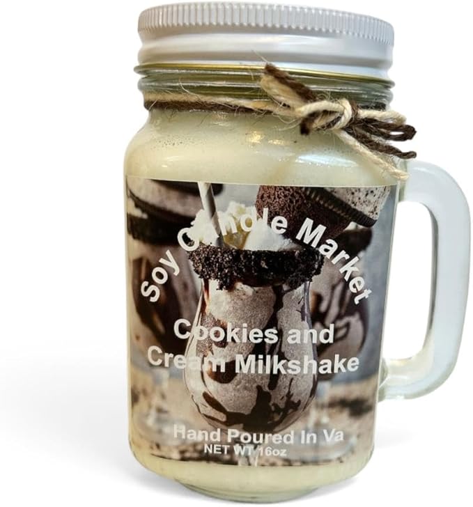 Soy Scented Candles | Handmade & Highly Aromatic Candles Burns Upto 85 Hours in Glass Jar - Perfect for Home Decor, Wedding, Birthday, Dinner (Cookies & Cream Milk-Shake, 12 oz)