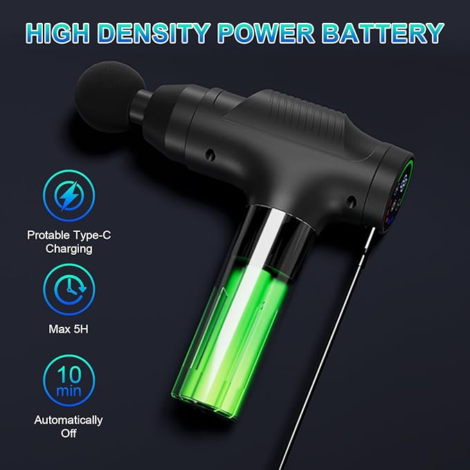 Massage Gun Deep Tissue,Portable Electric Muscle Massager,High Intensity Percussion Massager for Pain Relief with 20 Speeds & LED Screen,Black