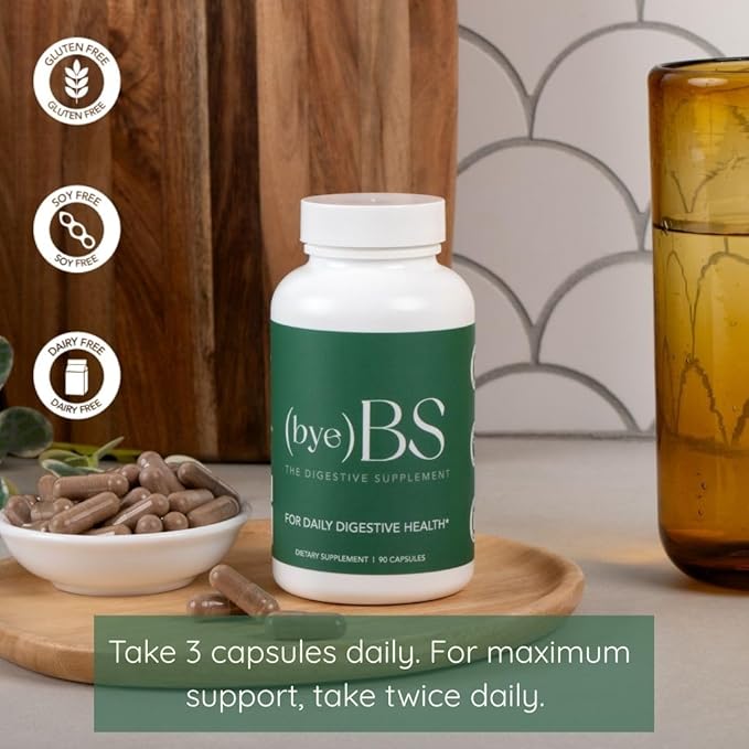 Digestive Support Supplement – Psyllium Husk, Slippery Elm, Peppermint Extract & L-Glutamine – Gut Health, Bloating & Constipation Support, Intestinal Lining & Bowel Function