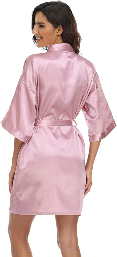 Women's Pure Short Silky Robes Bridesmaid Bride Party Satin Robes Sleepwear