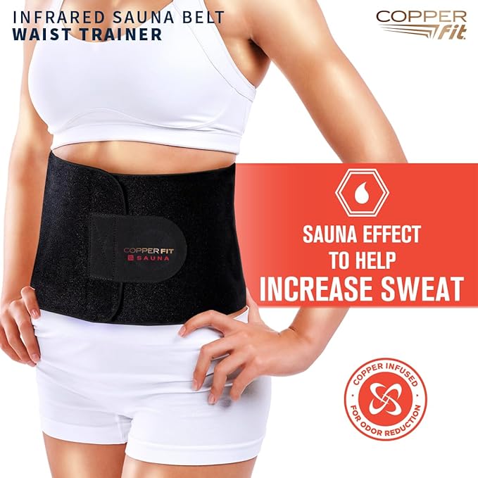 Copper Fit Infrared Sauna Belt Waist Trainer for Men & Women – Increases Sweat, Supports Core & Adjustable Compression